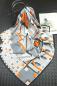 Preview: Foulard Shawl Silk Satin 90X90 Geometry Orange Grey Wight Black